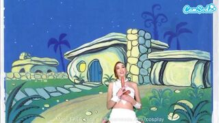 Cuki tinédzser wilma flintstone cosplayben masturbál és cidázza a gigantikus fazsat