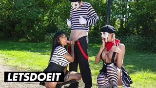 Sexy Street Mimes bemutatja: Vadító édeshármas orbitális mellekkel és termetes farkakkal a LetsDoeIt csatornán